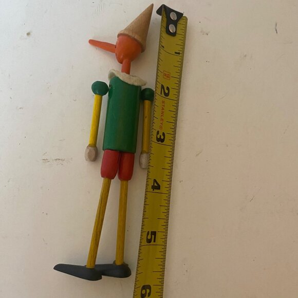 Vintage Wooden Pinocchio Figurine Christmas Ornament Movable Limbs Hand Painted - Picture 6 of 10